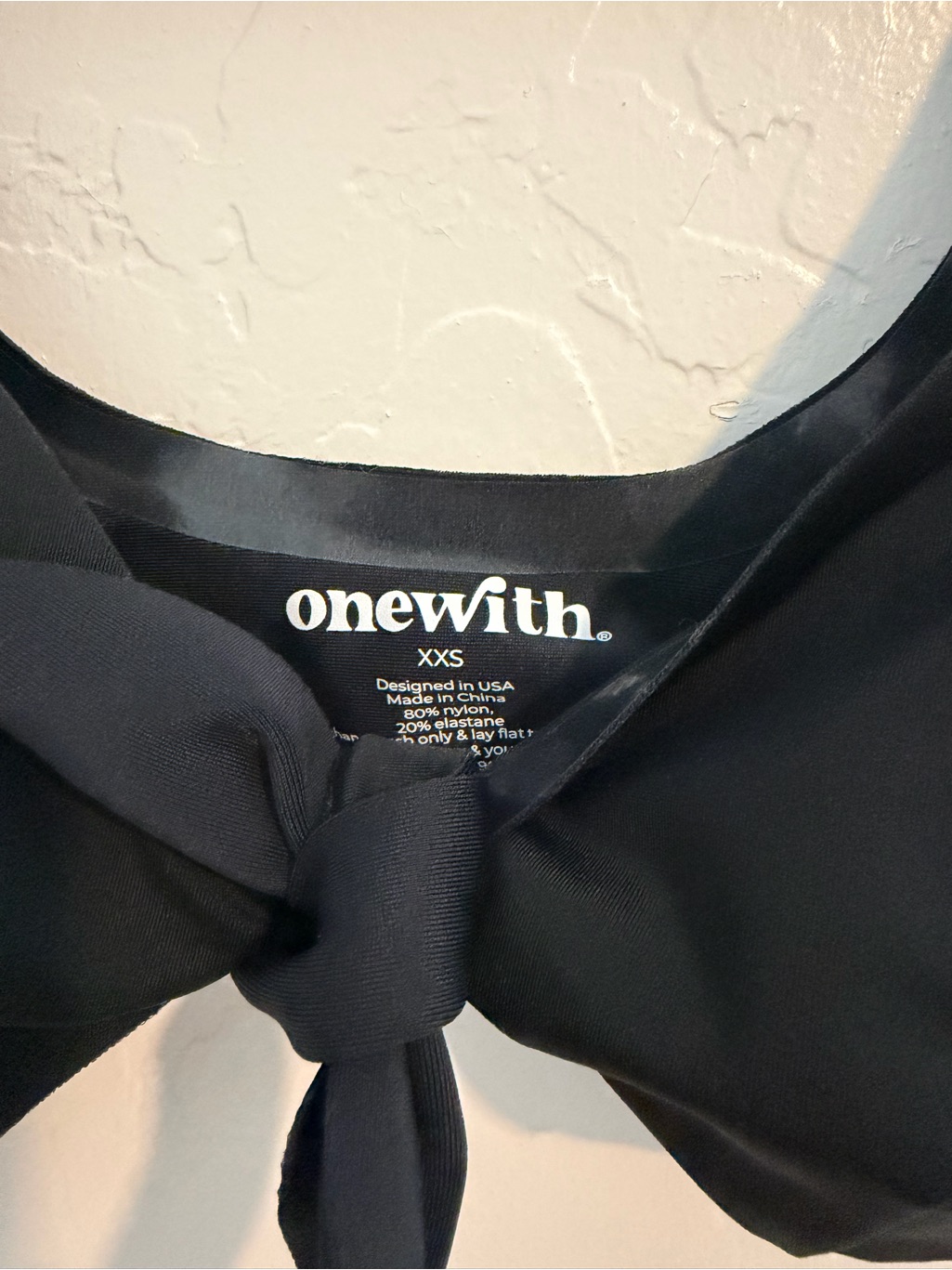 Onewith. Black Tie-Front Bikini Top — image 2 of 3